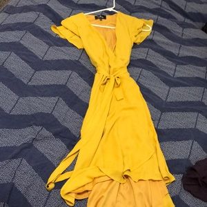 Golden Lulus wrap dress
